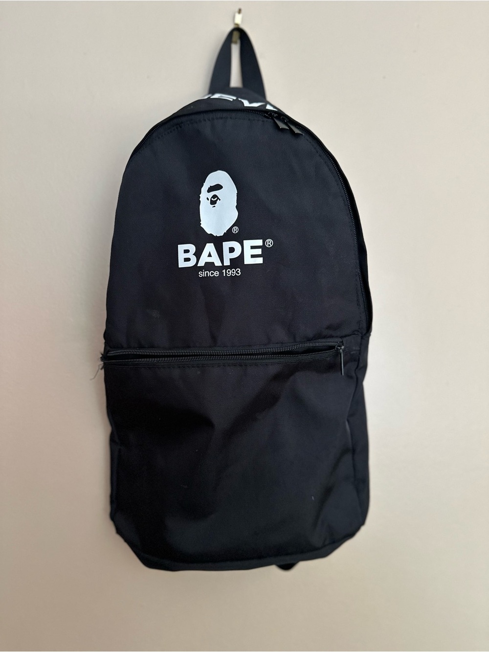 Bape Black Backpack with White Logo